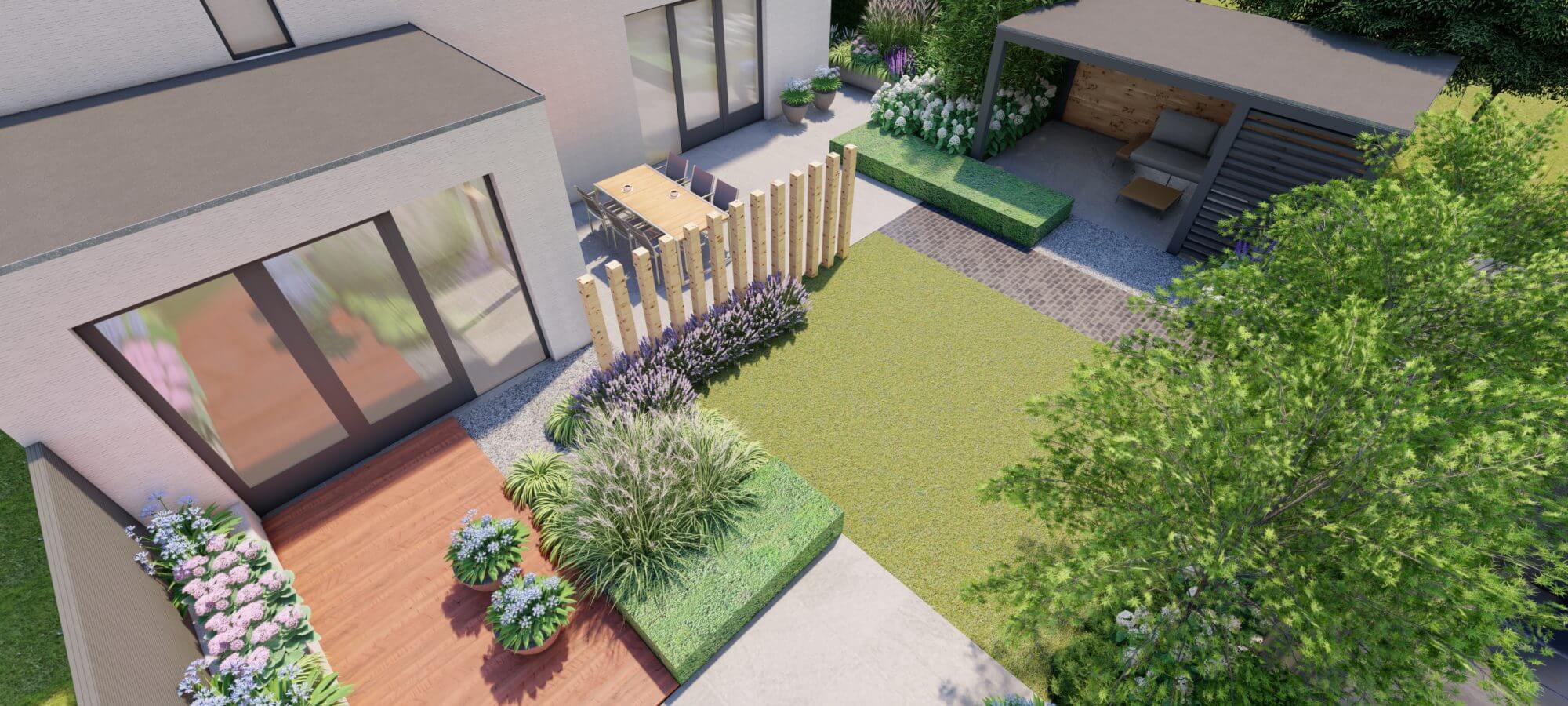 Moderne tuin met veranda - GreenART