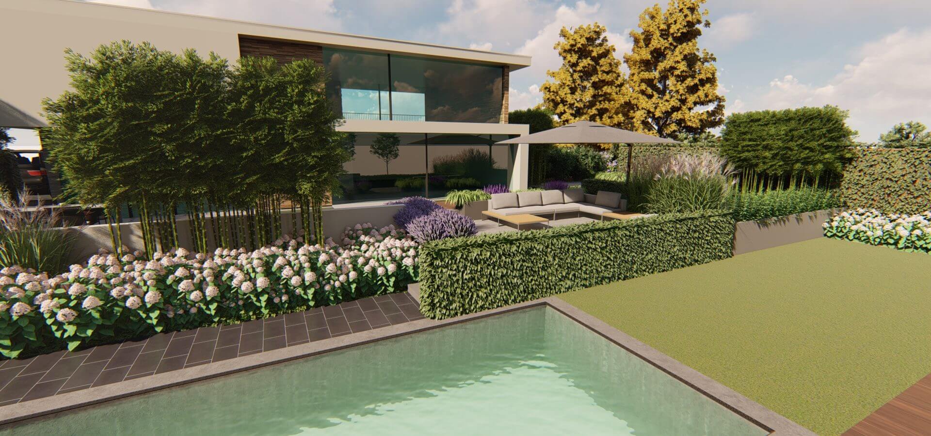 Grote Luxe Tuin Met Zwembad En Jacuzzi GreenART